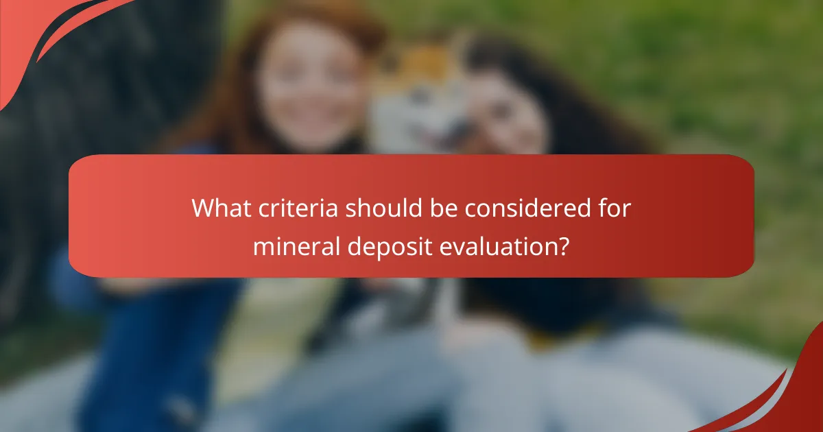 What criteria should be considered for mineral deposit evaluation?