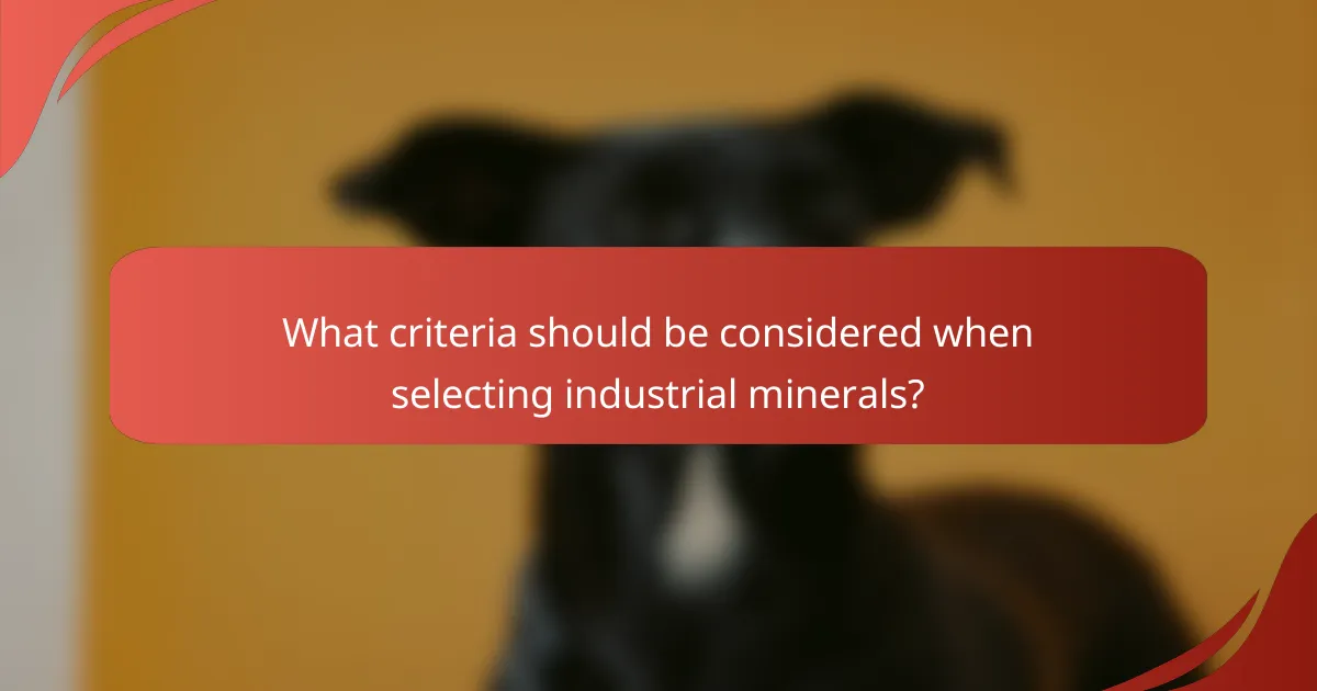 What criteria should be considered when selecting industrial minerals?